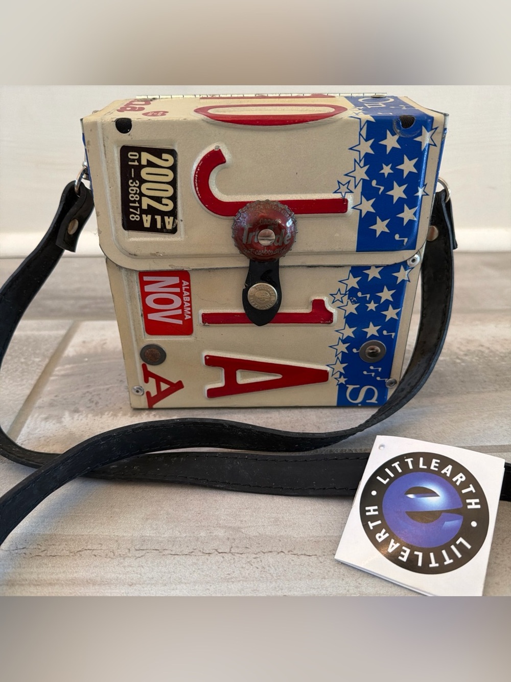 Vintage Style Little Earth Alabama License Plate Purse Crossbody Box Bag